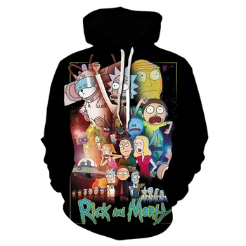 Jeseni in Pozimi Nov Anime Rick 3D pulover s kapuco za Moške, ženska Moda in Ženske Mladine Priložnostne Dolgo sleeved Hooded Majica Caot