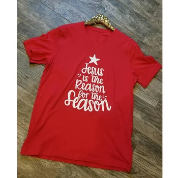 Jezus Je Razlog Za Sezono T-shirt Trendy Christian Božični Dar Vere, ki Temelji Tees Vrhovi redovnice Počitnice Tshirt