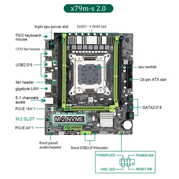 JINGSHA X79 m-e 2.0 motherboard chipset glavnik E5 2630V2 Procesor M-ATX nvme M. 2 vmesnik