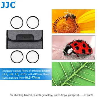 JJC Makro Blizu Filter Komplet +2 +4 +8 +10 Close-UP povprečno 40,5 mm 49 mm 52 mm 55mm 58mm 62mm 67 mm 72 mm 77mm + Filter Primeru Torbica za DSLR