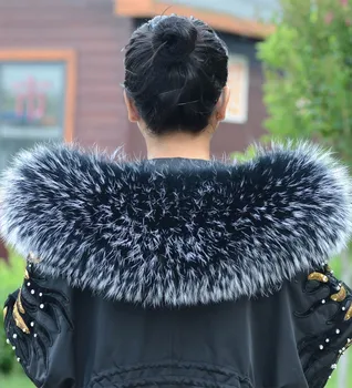 JKP 2021 pravi rakun krzno ovratnik veliki zimski šal šal dekoracijo žensko ruto vratu topel šal resnično lisica krzno ovratnik