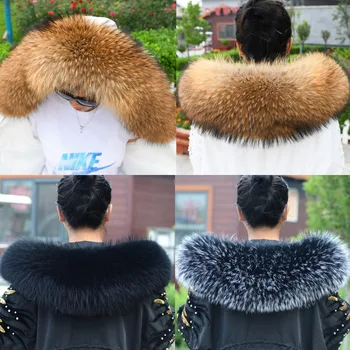 JKP 2021 pravi rakun krzno ovratnik veliki zimski šal šal dekoracijo žensko ruto vratu topel šal resnično lisica krzno ovratnik