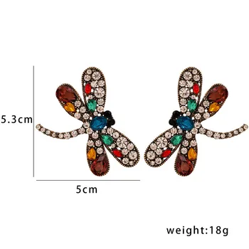 JURAN blagovno Znamko Design Kristalno Draguljev Dragonfly Oblikovani Uhani Visijo Nakit Modni Dekleta Stranka Big Izjavo, Uhani, Pribor