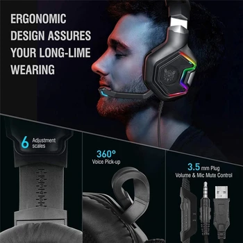 K10/K10 Pro žično Gaming Slušalke Stereo HIFI Glasbeni Slušalke Z Mikrofonom RGB Svetlobe 3.5 MM AUX Gaming slušalke za Namizni prenosni