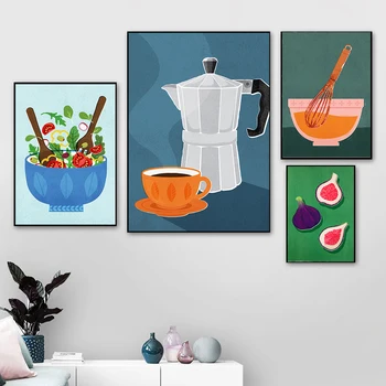 Kava Pisane Skodelice Pasijonke Kuhinja Tiskanje Plakata Solato Platna Slike Wall Art Slike Dnevni Sobi Doma