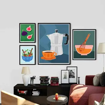 Kava Pisane Skodelice Pasijonke Kuhinja Tiskanje Plakata Solato Platna Slike Wall Art Slike Dnevni Sobi Doma