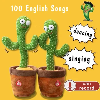 Kawaii Plushie Kaktus Igrače Lahko Petje, Ples, Angleščina Pesmi Swing Telo Učenje, Da Govorijo Žareče Baby Izobraževalne Darilo Za Rojstni Dan