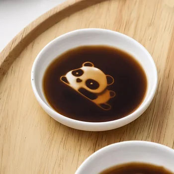 Keramični Okus Jed Panda Belega Porcelana Krog Mala Plošča Mini Sojino Omako Začimbe Krožnik Posode Za Gospodinjstvo Kuhinjske Potrebščine