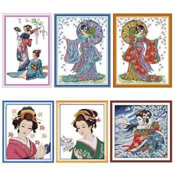 Kimono Lepoto Navzkrižno Šiv Kompleti Ožigosan Tkanine Vzorci 11CT 14CT Natisnjeni Šteje Dekoracijo DMC Obrti Vezenje Needlework Set