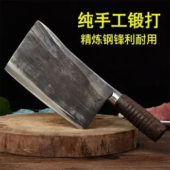 Kitajski Kovani Kuhinjski Noži Ročno Tradicionalno Visoko Vsebnostjo Ogljika Kuhinja Cleaver Leseni Ročaj Za Rezanje Srbski Kuhar Nož Za Kampiranje