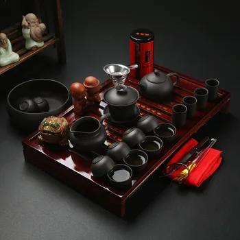 Kitajski Kung Fu Čaj Nastavite Drinkware Vijolično Gline, keramike Binglie tri možnosti vključujejo Čaj pot Pokal Tureen Infuser TeaTray MJ