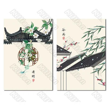 Kitajski Tip Pomlad Dvorišče brez okvirjev Slikarstvo Plakati in Freske za Stanovanjske Dnevna Soba in Spalnica Dekoracijo Fresco