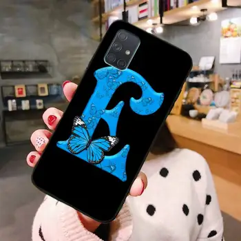 Klasični modri metulj 26 črk Mehko črno Primeru Telefon Za Samsung A10 A20 A30 A40 A50 A70 A80 A71 A91 A51 A6 A8 2018
