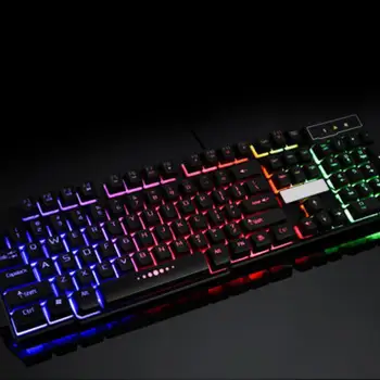 Klaviature Gaming Belo Pisane Crack LED Osvetljen Osvetljen nepremočljiva USB Žična PC Mavrica Igralna Žična Mehanska Tipkovnica