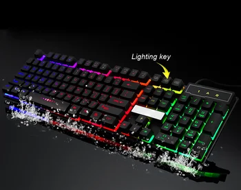Klaviature Gaming Belo Pisane Crack LED Osvetljen Osvetljen nepremočljiva USB Žična PC Mavrica Igralna Žična Mehanska Tipkovnica