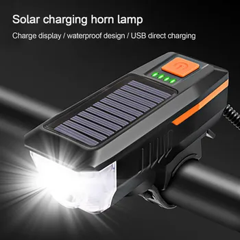 Kolesarske opreme Solar Powered USB Polnilna LED Izposoja Smerniki Kolo Vodja Svetlobe Žarnice + Rog Lahka Kolesarska Svetilka