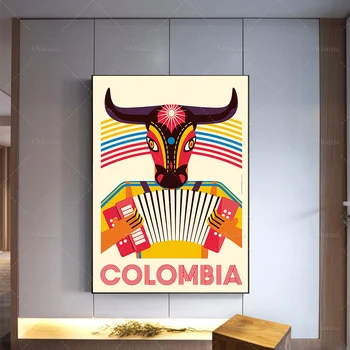 Kolumbija Plakat, Barranquilla Potovanja, Tiskanje, Karibi Potovanja Platno, Kolumbija Carnaval, Karibi Sodobne Dom Dekor Wall Art