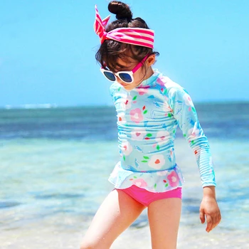 Kopalke za Dekleta UV Zaščito kopalke Otrok Dolg Rokav Otroke, Plavanje Obleko Malčke Baby Dekle Otroci Kopalke Dva Kosa