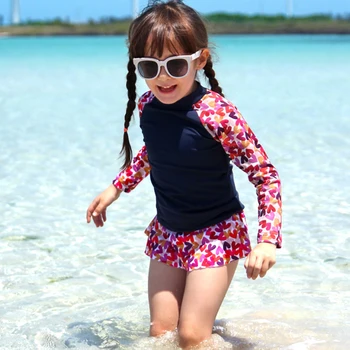 Kopalke za Dekleta UV Zaščito kopalke Otrok Dolg Rokav Otroke, Plavanje Obleko Malčke Baby Dekle Otroci Kopalke Dva Kosa