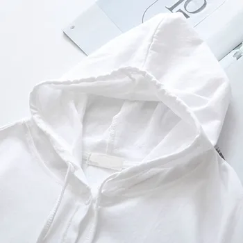 Korejski 2021 Poletje Nov Slog Oblačil Ženske Barva Beloprsi Singl Kratkimi Rokavi Ženske Bluze Svoboden Hooded Priložnostne Majice