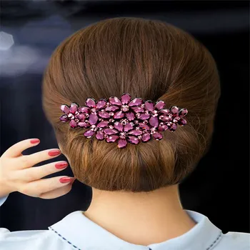 Korejski Kristalno Elegantno Kodraste Lase Headdress Nosorogovo Zlitine Cvet Ostra Za Ženske