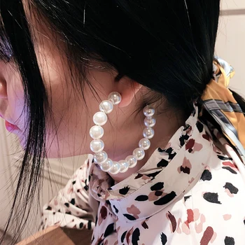 Korejski Moda Atmosferski ušesu zvoni baročni Biser uhani za Ženske noga Visi piercing Nakit Dodatki Darilo ženski