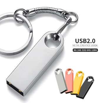 Kovinski USB Flash Disk 64GB 128GB 256GB Pendrive 2.0 Memory Stick Pen Drive 8GB 16GB 32GB Flash Usb 2.0 флешка Memoria Obroč Darila