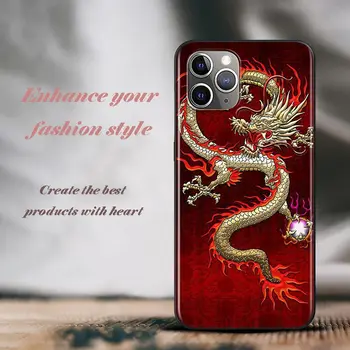 Kreativna Zasnova Kitajski Zmaj Za Apple iPhone 12 11 Pro Max mini XS Max XR X 8 7 6 6S Plus 5S SE 2020 Mehko Črno Primeru Telefon