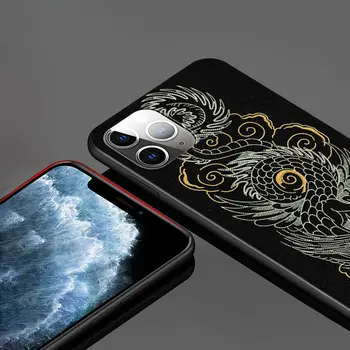 Kreativna Zasnova Kitajski Zmaj Za Apple iPhone 12 11 Pro Max mini XS Max XR X 8 7 6 6S Plus 5S SE 2020 Mehko Črno Primeru Telefon