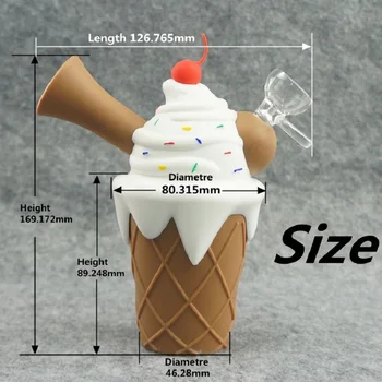 Kreativna Zasnova Sladoled Cevi Prenosni Silikonski Kajenje Pipe s Stekleno Skledo Nezlomljiv Okolju Tobak Strani Cevi