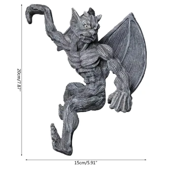 Krilati Gargoyle Kip Smolo Duha Viseče Figurice za Dekoracijo Vrta Sprednji Verandi, Dvorišče Ograjo Okraski