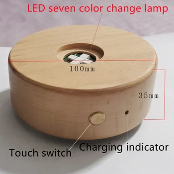 Kristalno Kroglo Bluetooth Music Box LED Luči Leseno Osnovo Krog Nočne Luči za Posteljo, Soba Dekor Postelji Svetilko Tri-dimenzionalni