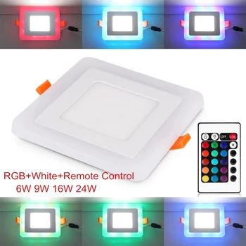 Krog/Kvadrat Zatemniti RGB LED Downlight + Daljinski upravljalnik 6w/9w/16w/24W Vgradne LED Stropna Plošča svetlobe AC85-265V+Voznik