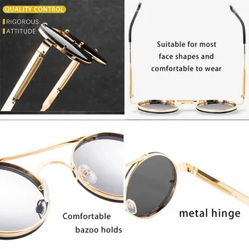 Krog Steampunk Sončna Očala Moških 2020 Moda Elastična Teaples Blagovne Znamke Oblikovalec Letnik Rimless Sončna Očala Za Ženske Lentes De Sol