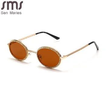 Krog Steampunk sončna Očala Ovalne Vintage sončna Očala Diamond Retro Očala Luksuzne blagovne Znamke Očala UV400
