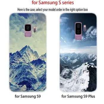Kulise Sneg Gorska Pokrajina Vzorec Primeru Pokrovček Za Samsung Galaxy S7Edge S8 S9 S10 S11 S20 S21 Plus, Lite E Ultra