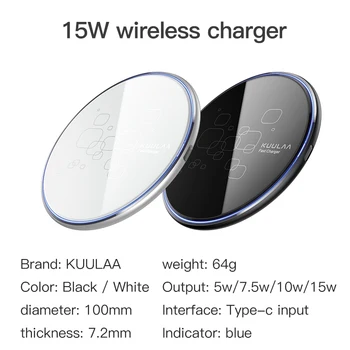 KUULAA 10W Qi Brezžični Polnilnik Za IPhone X XS Max XR 8 Plus Hitro Polnjenje Tipke Za Samsung S9 S10 Note9 Iphone, Brezžični Polnilnik