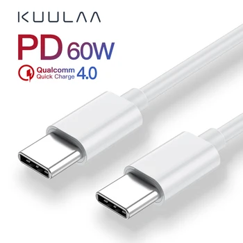 KUULAA USB Tip C Kabel USB Tip C Hitro Polnjenje 60 W PD QC4.0 Hitro Polnjenje 3A USB C Kabel Za Samsung Galaxy S9 S10