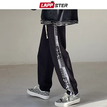 LAPPSTER Moških Hip Hop Mozaik Moda Sweatpants 2021 Pomlad Mens Ulične Harajuku Tovora Punk Pants Človek korejski Joggers Hlače