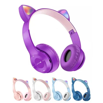 LED Dekle Mačje Uho Brezžične Slušalke 5.0 Bluetooth Slušalke Otroci Darilo za Slušalke 3.5 mm Z Mic šumov TF Kartica