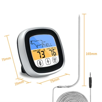 LED Digitalni Kuhanje Hrane Mesa Termometer Instant Branje s Pečico Sonda BBQ Kuhanje Termometer s Samosprožilcem Opozorilo
