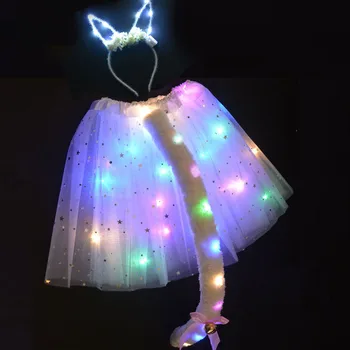 LED Light Up Dekle Ženske Tutu Krilo Cvet Obleka svate Mačka Živali Uho Glavo, Rep Zajec Zajček, Lisica Anime Cosplay