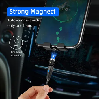 LED Magnetni Mobilni Telefon Kabel 540° Hitrega Polnjenja priključek Mikro USB Tip C Magneta Kabel za Polnjenje Za iPhone12 11 Pro Max Huawei Samsung