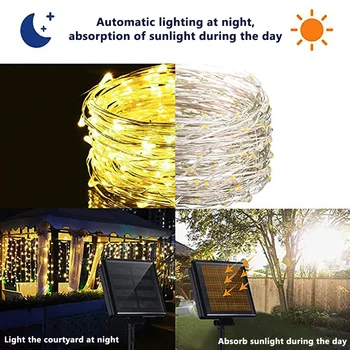 LED Sončna Svetloba Zunanja Svetilka Niz Luči Za Počitnice Božič Garland Sončni Vrt Neprepustna Za Domov Led Dekor Pravljice Luči