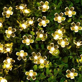 LED Sončne Niz Luči 22m 200 LED Breskov Cvet Niz Vila Svetlobo na Prostem Vrt Božično zabavo Dekoracijo Sončne Luči