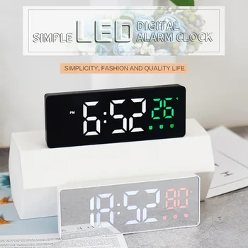 LED Zrcalni Digitalni Tabela Ura Doma Spalnica Namizje Elektronski Budilka s Temperaturo Doma Dekoracijo Ura