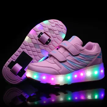 Led čevlji na kolo otrok valji novo roller superge z dvema kolesoma otroci čevlji za dekleta fantje svetlobe, ki sije žareče svetlobna