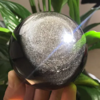 Lepa naravna srebrna obsidian kristalno Kroglo Naravne crystal čakro področju Reiki zdravljenje