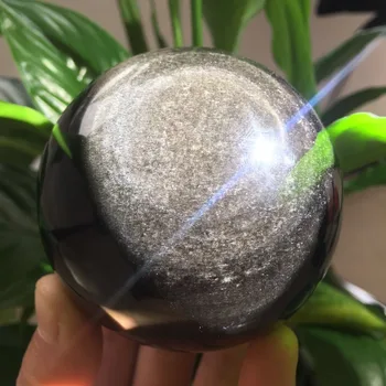 Lepa naravna srebrna obsidian kristalno Kroglo Naravne crystal čakro področju Reiki zdravljenje