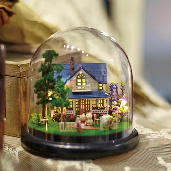 Lepe Sobe Lutke Pohištvo Polje 2021 DIY Lutka Hiša, Lesene Igrače Miniatura Miniaturne igrače LED Luči Zbrati DIY Lutka Hiša